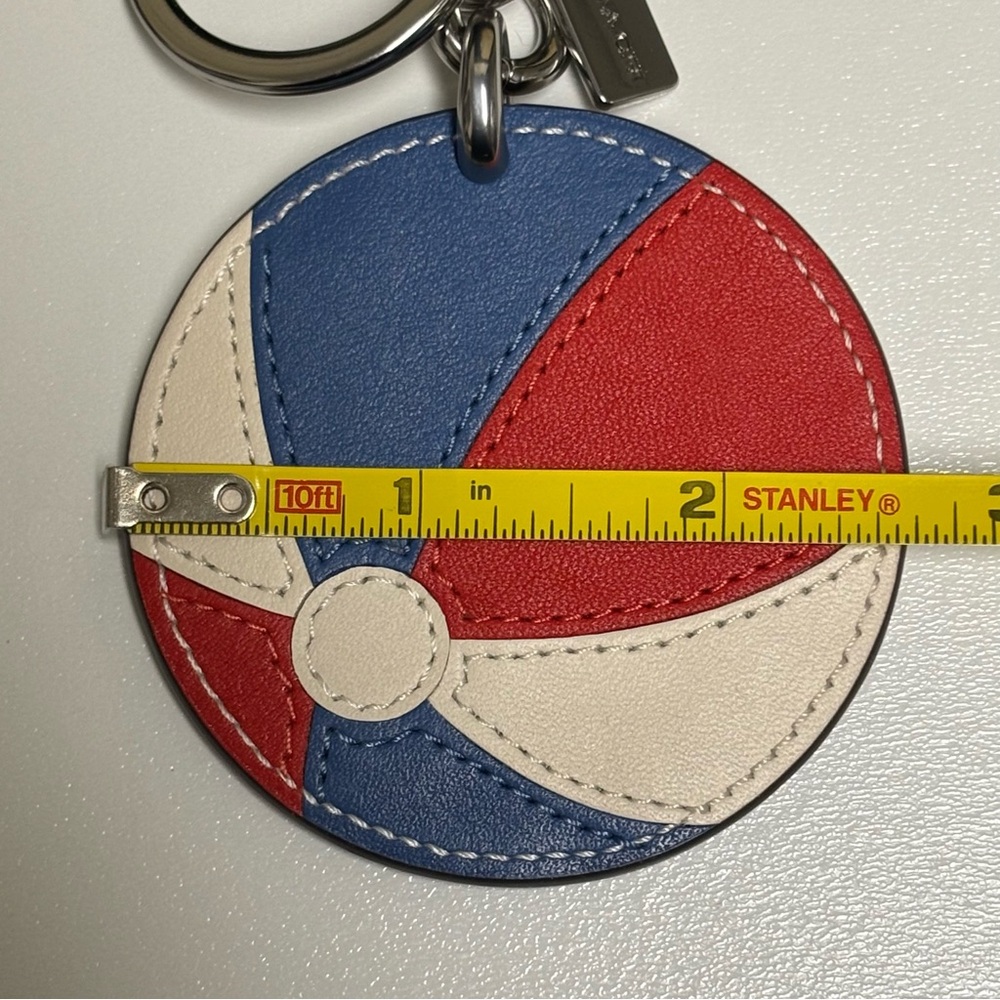 Coach Beachball Bag Charm Keychain Red/White/Blue NWT - Picture 3 of 9